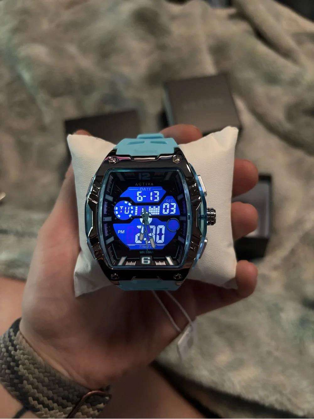 Activa X Invicta Digital Men's Watch - 50mm, Light Blue (ACW8131-002)